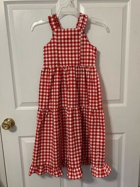 Sugar Bee Clothing Girls Red and White Gingham Maxi Dress